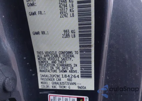 2011 Nissan Altima 2.5 S z USA, uszkodzony, nr VIN 1N4AL2EP2BC184264